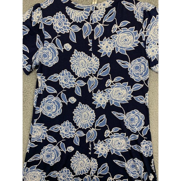 PerSeption Concept Blue Floral Cap Sleeve Midi Dress Polyester Spandex Stretch M - Picture 8 of 14